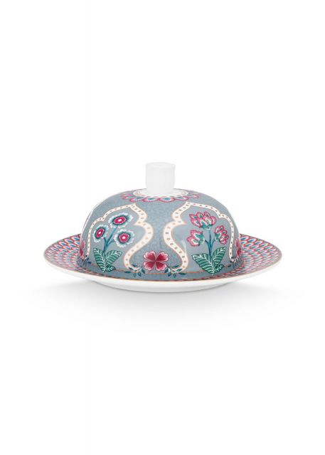 butter-dish-round-flower-festival-light-blue-floral-print-pip-studio-17x8-cm