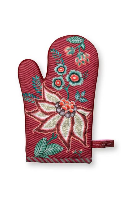 ofenhandschüh-flower-festival-dunkel-rosa-baumwolle-blumenmuster-pip-studio-29x15-cm