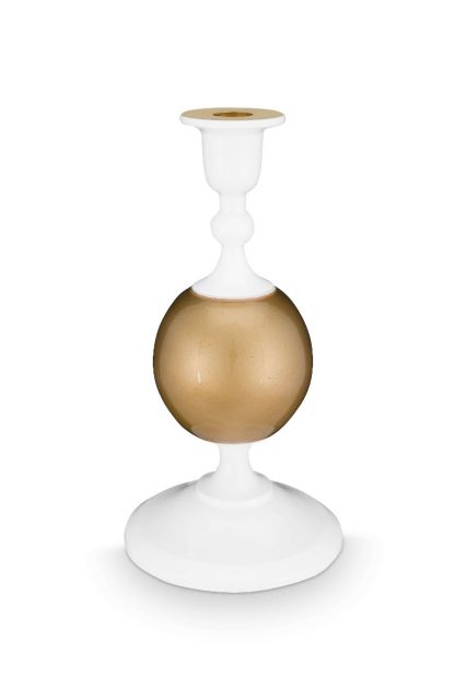 Pip-Studio-Candle-Holder-Metal-Sphere-Small-White-Gold-24cm