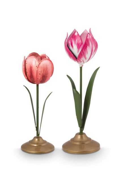 Pip-Studio-Set/2-Tulpe-Kerzenhalter-Metall-Rosa