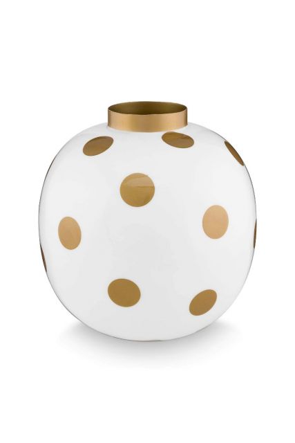 Pip-Studio-Vase-Metal-Dots-White-Gold-23cm