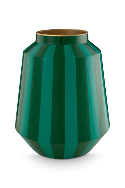 Pip-Studio-Vase-Metal-Stripes-Green-24x29cm