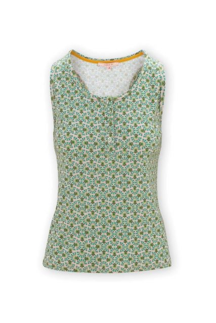 Pip-Studio-Mouwloze-Top-Verano-Groen-Damesmode