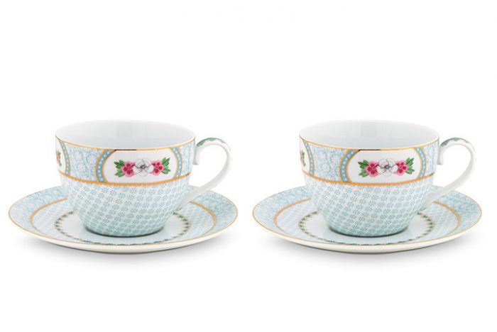 Blushing Birds Set of 2 Cappuccino Cups & Saucers white