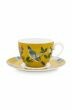 cappuccino-beker-&-schoteltje-geel-botanische-print-blushing-birds-pip-studio-280-ml
