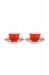 Blushing Birds Set of 2 Espresso Cups & Saucers Red