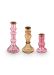Set/3 Candle Holders Glass Pink