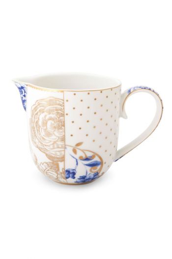 jug-small-royal-white-gold-dots-blue-details-pip-studio-260-ml