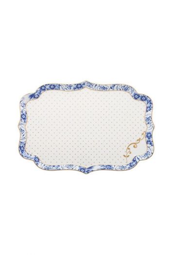 royal-white-serveerschaal-26-cm-gouden-dots-blauw-bloemen