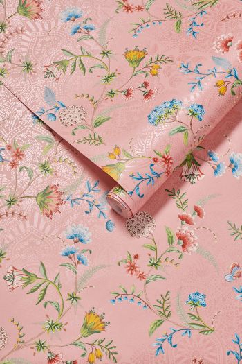 wallpaper-non-woven-vinyl-flowers-pink-pip-studio-la-majorelle