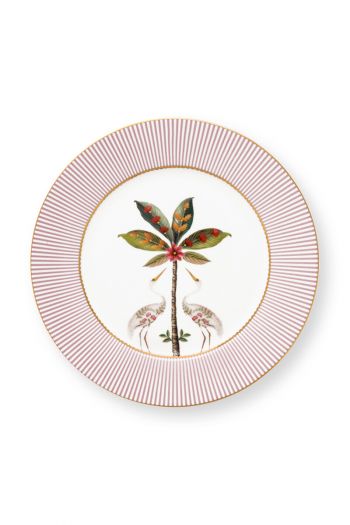 breakfast-plate-la-majorelle-pink-round-striped-edge-pip-studio-21-cm