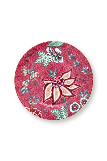 gebäckteller-flower-festival-dunkel-rosa-blumenmuster-pip-studio-17-cm