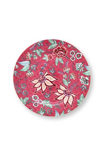 under-plate-flower-festival-dark-pink-floral-print-pip-studio-32-cm