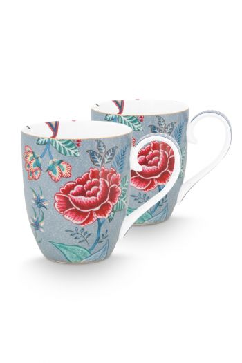 tasse-set/2-flower-festival-hellblau-blumenmuster-XL-450-ml-pip-studio