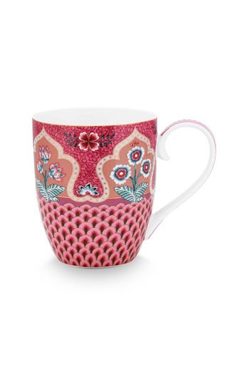 tasse-flower-festival-dunkel-rosa-scallop-print-XL-pip-studio-450-ml