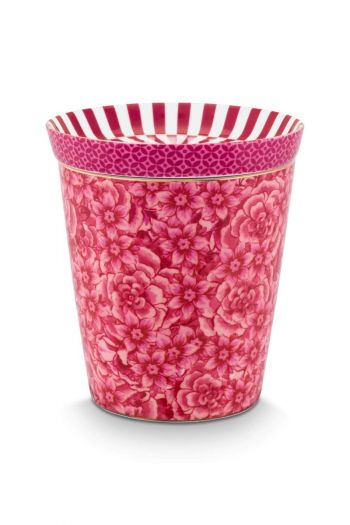 royal-stripes-set-2-tasse-blumen-teebeutelablage-dunkelrosa-230ml-porzellan-pip-studio