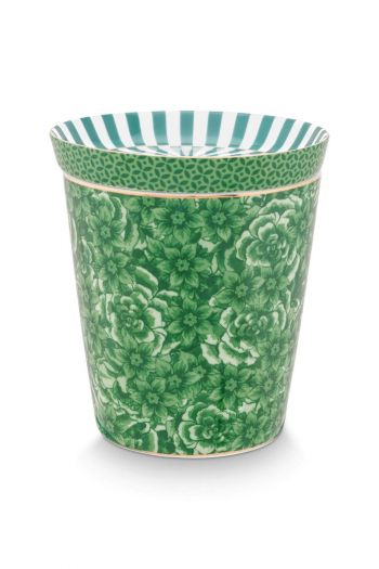 royal-stripes-set-2-tasse-blumen-teebeutelablage-grun-230ml-porzellan-pip-studio