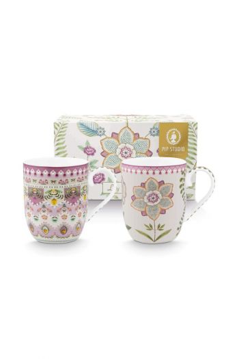 set-2-mugs-small-lily-lotus-145ml-flowers-tiles-porcelain-pip-studio