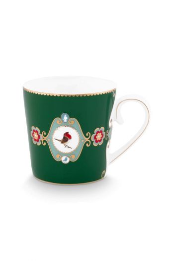 Pip-Studio-Mug-Large-Love-Birds-Medallion-Dark-Green