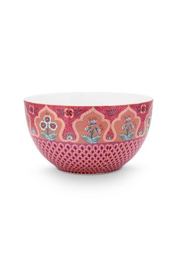 bowl-flower-festival-dark-pink-scallop-print-pip-studio-18-cm