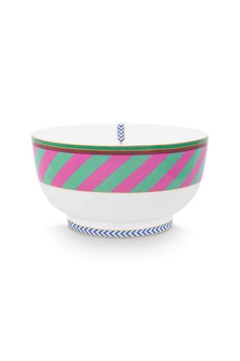 bowl-chique-stripes-pink-green-20-5cm-porcelain-pip-studio