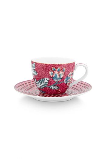 espresso-tasse-&-undertasse-flower-festival-dunkel-rosa-blumenmuster-120-ml