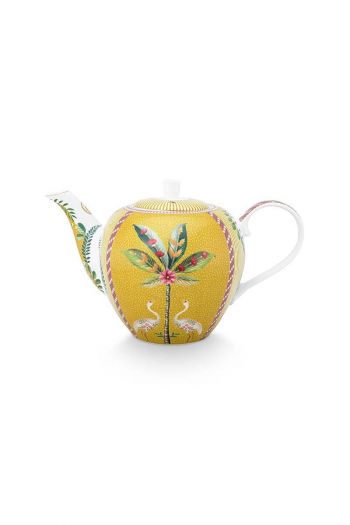 tea-pot-la-majorelle-yellow-1.6ltr-heron-palm-tree-porcelain-pip-studio