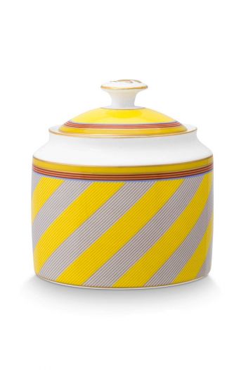 pip-chique-stripes-suikerpot-geel-bone-china-porselein-strepen-goud-pip-studio