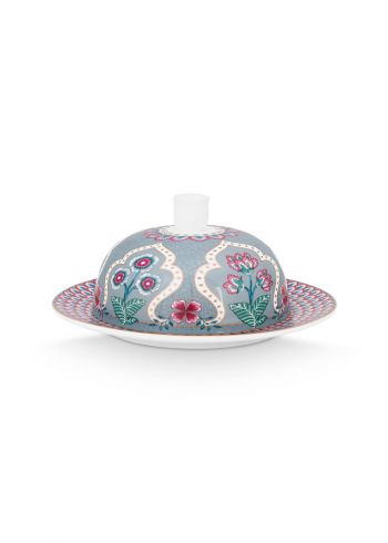 butter-dish-round-flower-festival-light-blue-floral-print-pip-studio-17x8-cm