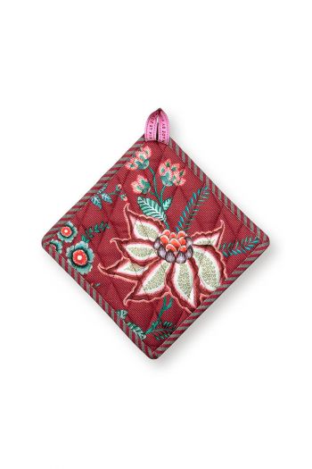 pot-holder-square-flower-festival-dark-pink-cotton-floral-print-pip-studio-22x22-cm