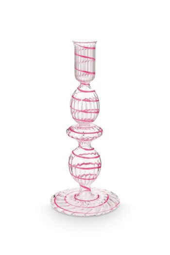 Pip-Studio-Kandelaar-Glas-Swirl-Roze-20cm