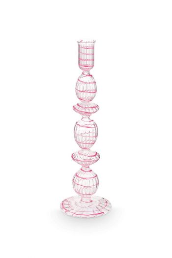 Pip-Studio-Kandelaar-Glas-Swirl-Roze-28cm