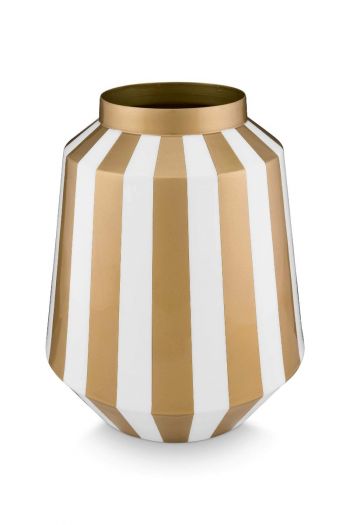 Pip-Studio-Vase-Metal-Stripes-White-Gold-24x29cm