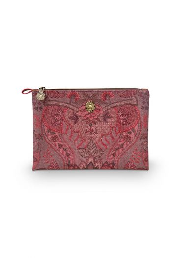 cosmetic-pouch-flat-small-dark-pink-kyoto-festival-pu-leather-24x15.5x1-cm