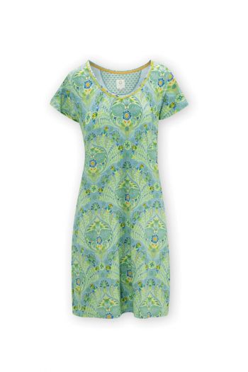 Pip-Studio-Nightdress-Short-Sleeve-Alba-Blue-Wear-Green-Wear