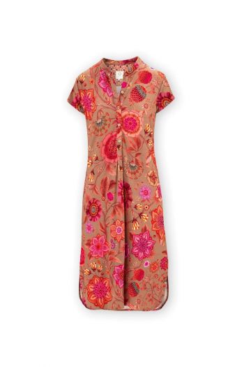 Pip-Studio-Nightdress-Short-Sleeve-Buttons-Viva-las-Flores-Pink-Wear