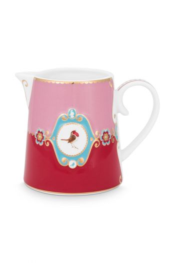 milch-kännchen-love-birds-klein-in-rot-und-rosa-mit-vogel