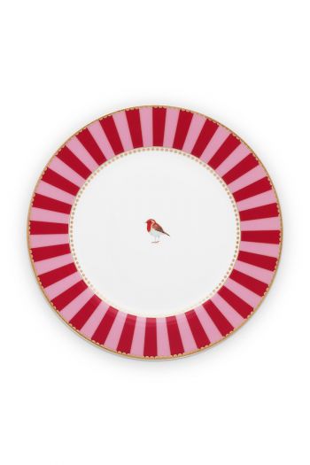 früstück-teller-21-cm-rot-rosa-goldene-details-love-birds-pip-studio