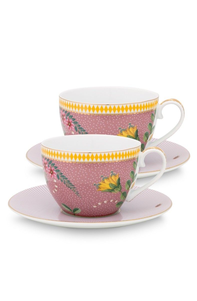 La Majorelle Set of Cups and Saucers Pink | Pip Studio the Official website