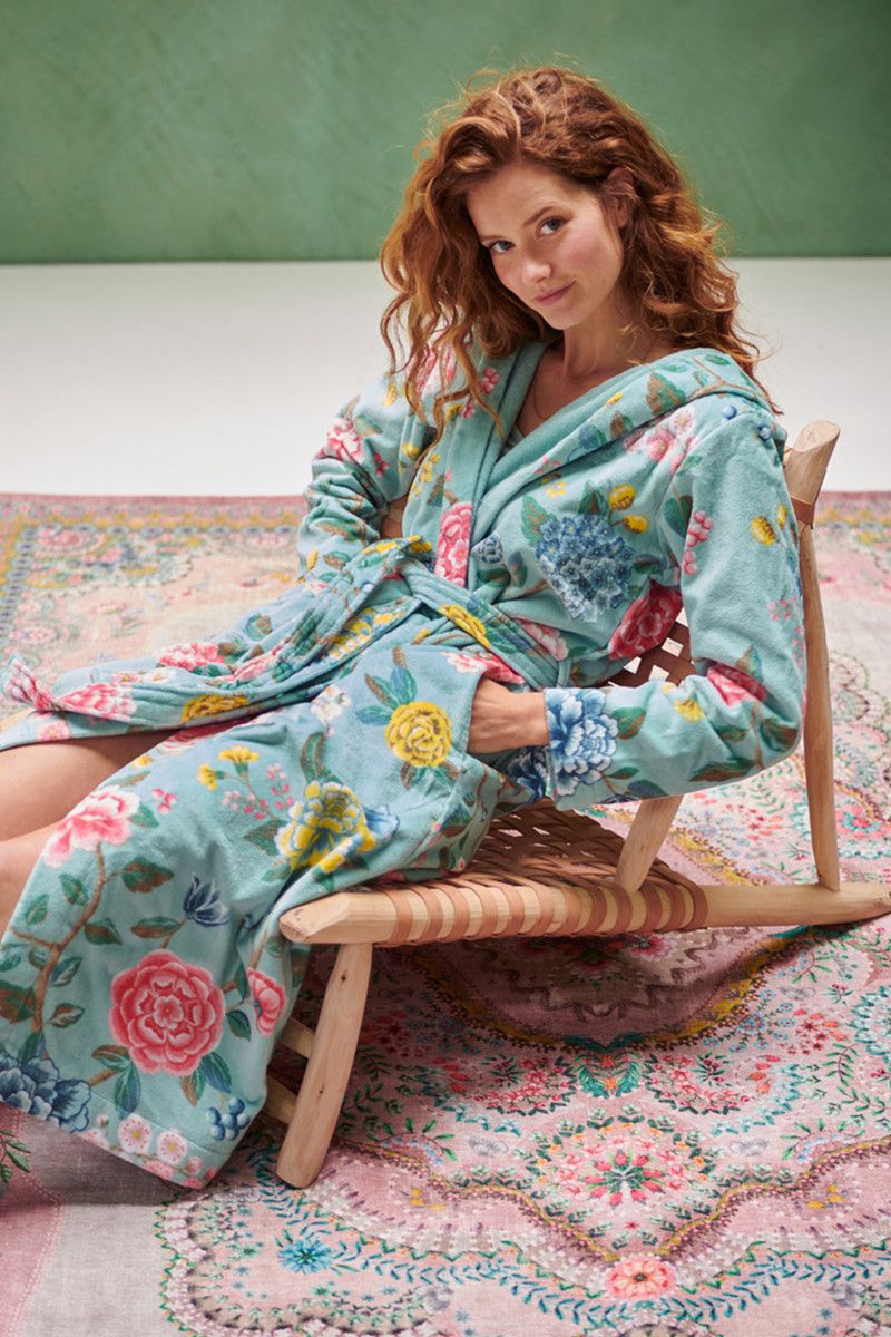 Floral Printed Cotton Bathrobe Long Kimono Sleepwear Beach Robe ITEM IN USA