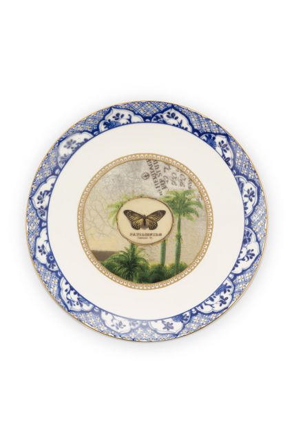 Cake-plate-15-cm-blue-butterfly-print-heritage-pip-studio