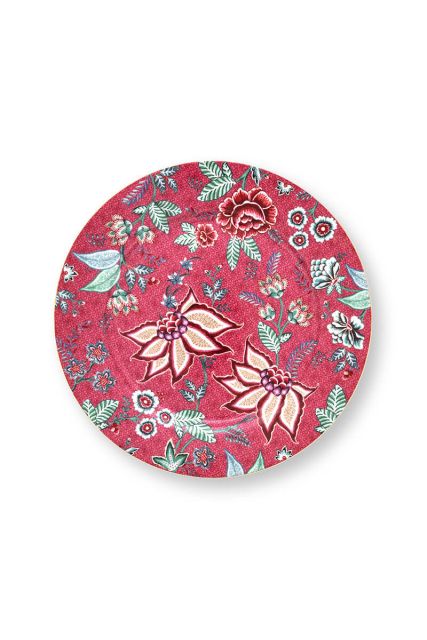 under-plate-flower-festival-dark-pink-floral-print-pip-studio-32-cm