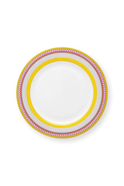 pip-chique-stripes-ontbijtbord-geel-23cm-bone-china-porselein-strepen-pip-studio