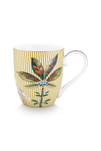 mug-xl-la-majorelle-yellow-450-ml-heron-stripes-palm-tree-porcelain-pip-studio