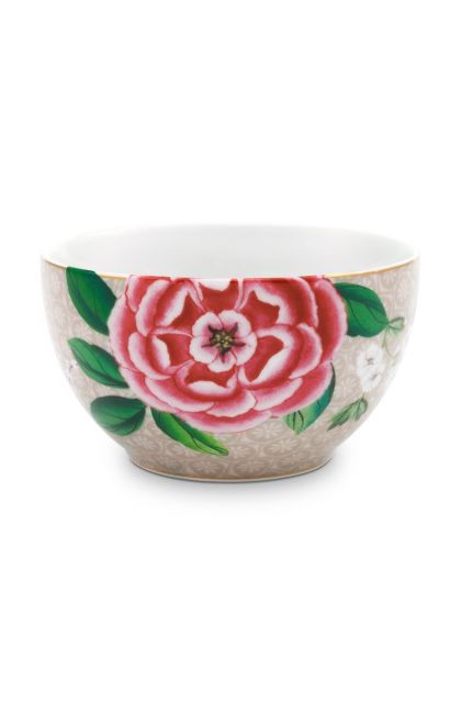 bowl-small-khaki-flower-print-blushing-birds-pip-studio-9,5-cm