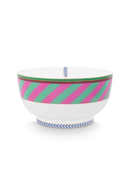 pip-chique-stripes-kom-roze-groen-20-5cm-porselein-pip-studio