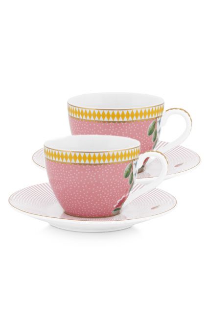 Espresso-tasse-und-undertasse-set/2-120-ml-rosa-goldene-details-la-majorelle-pip-studio