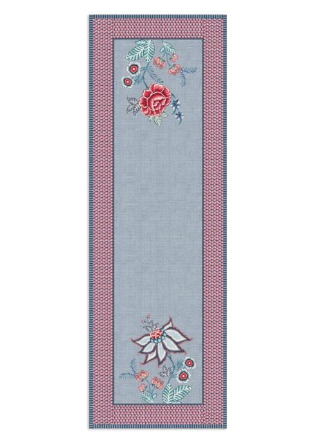 tafelkleed-flower-festival-blauw-katoen-bloemen-print-pip-studio-50x150-cm