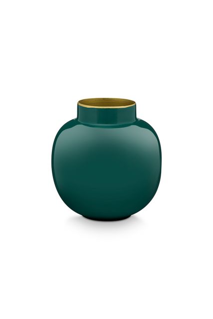 Mini-vaas-donker-groen-rond-metaal-woon-accesoires-pip-studio-10-cm