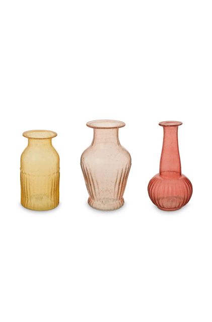 vaas-set/3-roze-glas-klein-pip-studio-woon-accessoires-13,5x13x15,5-cm
